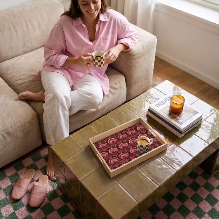 Antiek - Bloemen - Kleurrijk Dienblad Rechthoek middel 911 -sfeer3
