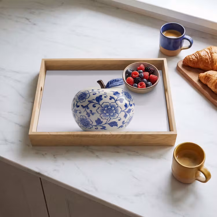 Appel - Blauw - Klassiek Dienblad Rechthoek middel -sfeer2