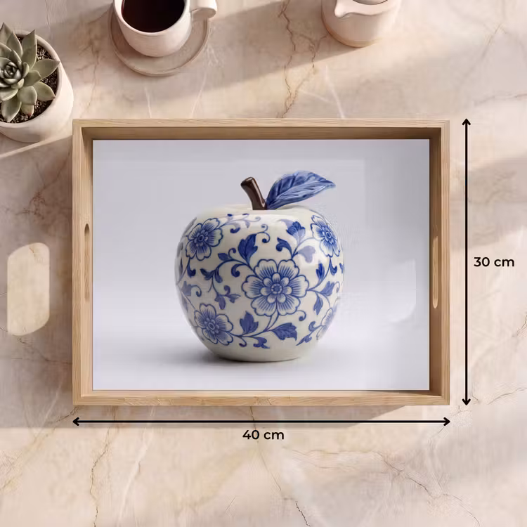 Appel - Blauw - Klassiek Dienblad Rechthoek middel -USP_Formaat