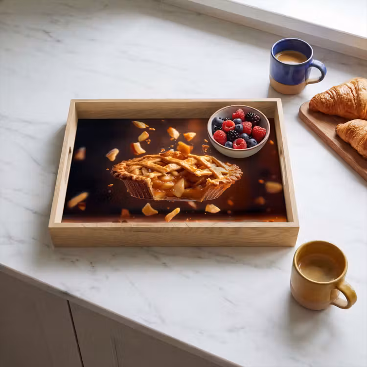 Appel - Taart - Warm - Eten Dienblad Rechthoek middel -sfeer2