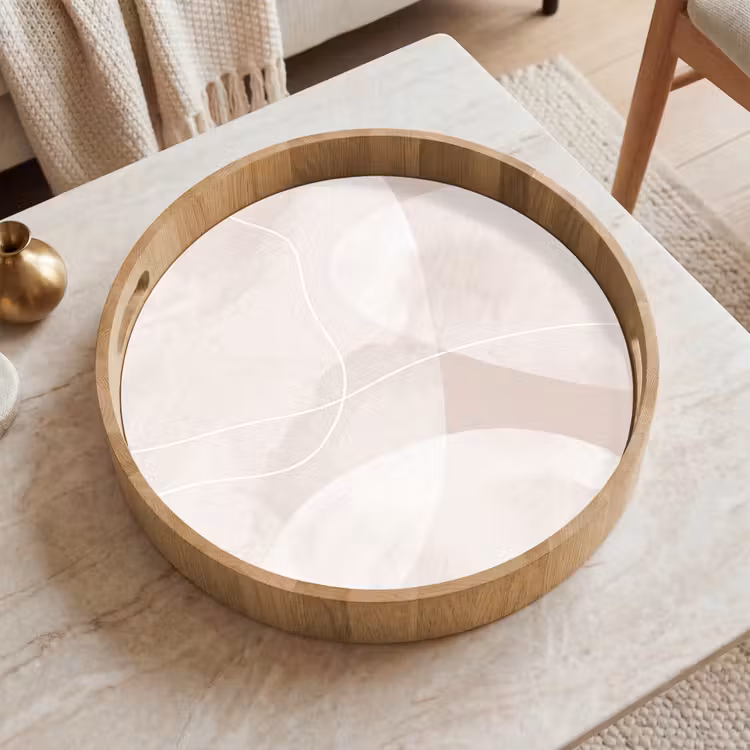 Tray - Art - Lines - Modern - Kunst - Lijnen - Modern Dienblad Rond middel