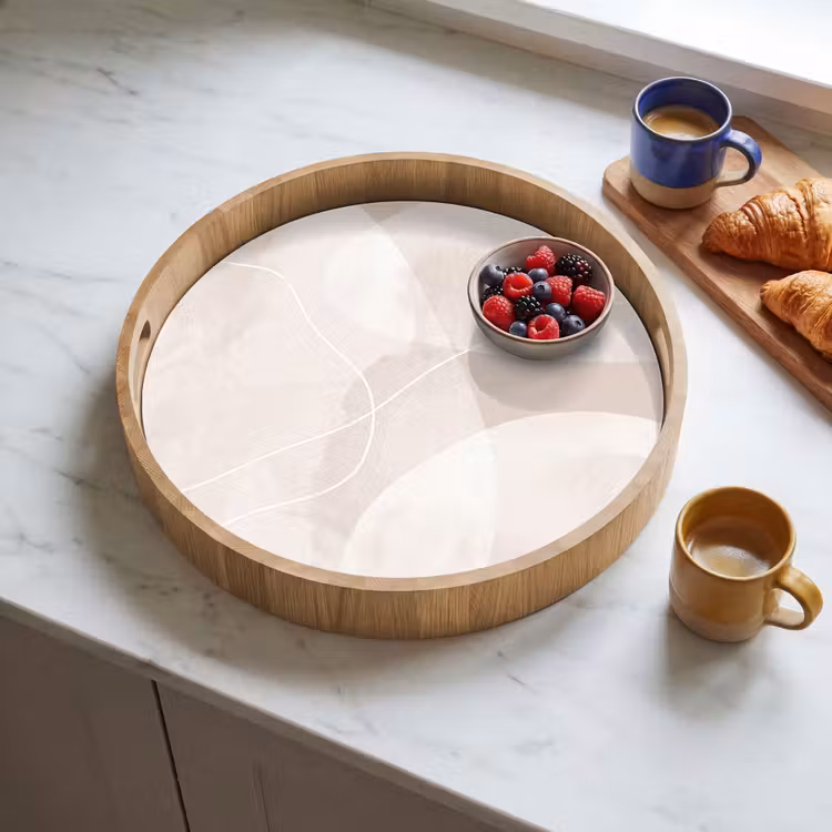 Tray - Art - Lines - Modern - Kunst - Lijnen - Modern Dienblad Rond middel
