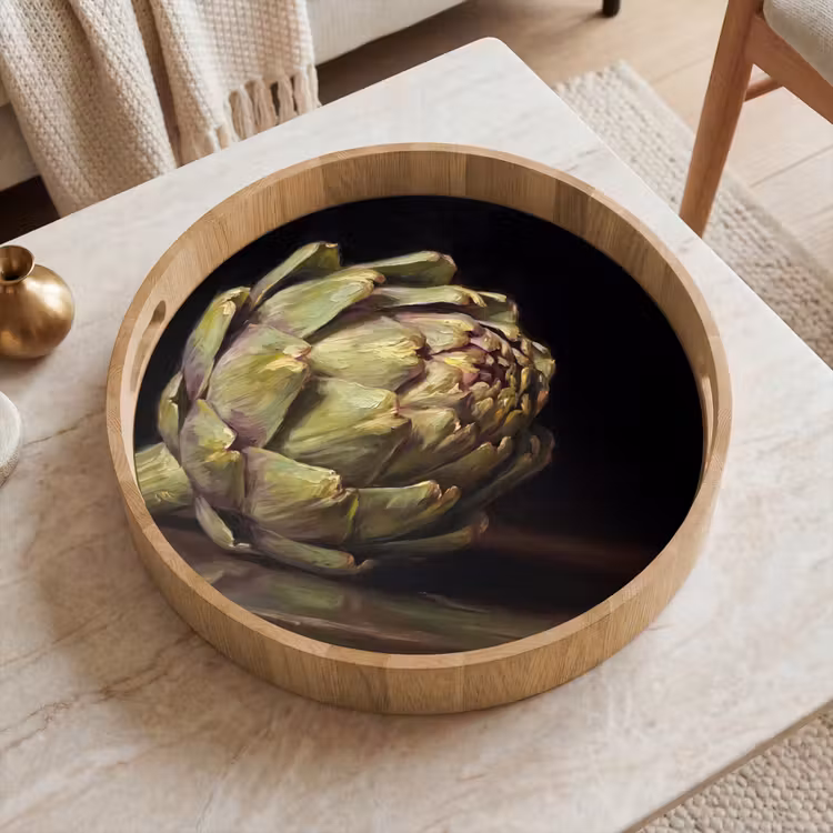 Tray - Artichoke - Food - Classic - Artichok - Eten - Klassiek Dienblad Rond middel