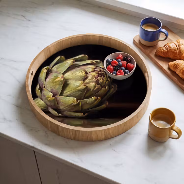Tray - Artichoke - Food - Classic - Artichok - Eten - Klassiek Dienblad Rond middel