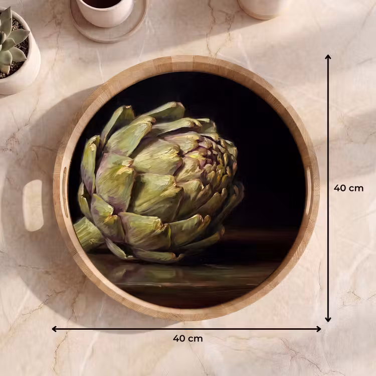 Tray - Artichoke - Food - Classic - Artichok - Eten - Klassiek Dienblad Rond middel