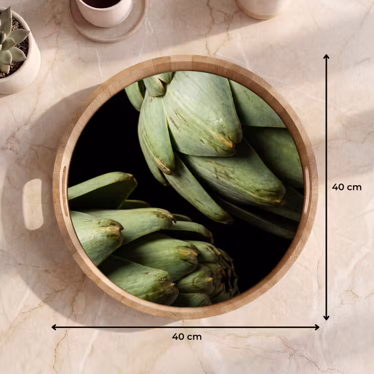 Tray - Artichoke - Green - Food - Artisjok - Groen - Eten Dienblad Rond middel