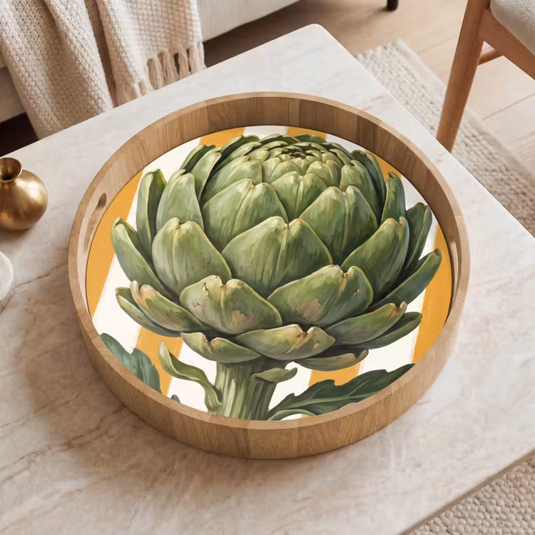 Tray - Artichoke - Modern - Vegetable - Artisjok - Modern - Groente Dienblad Rond middel