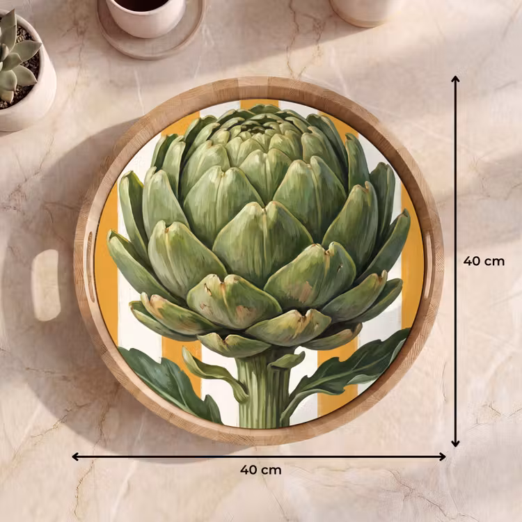 Tray - Artichoke - Modern - Vegetable - Artisjok - Modern - Groente Dienblad Rond middel