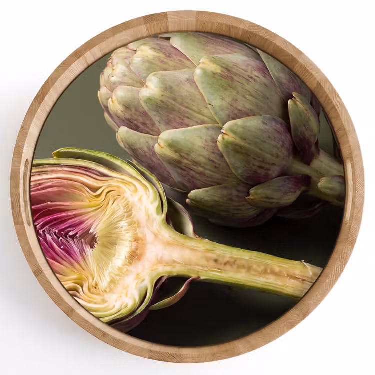 Tray - Artichoke - Purple - Food - Artisjok - Paars - Voedsel Dienblad Rond middel