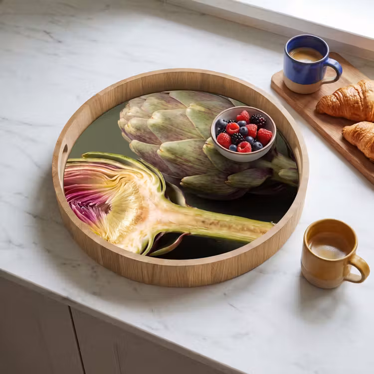 Tray - Artichoke - Purple - Food - Artisjok - Paars - Voedsel Dienblad Rond middel
