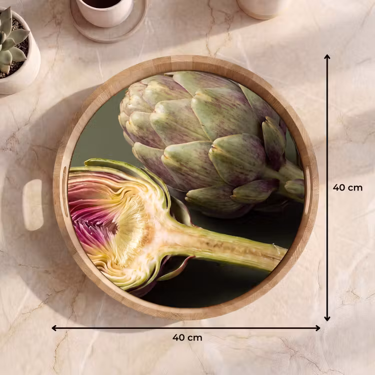Tray - Artichoke - Purple - Food - Artisjok - Paars - Voedsel Dienblad Rond middel