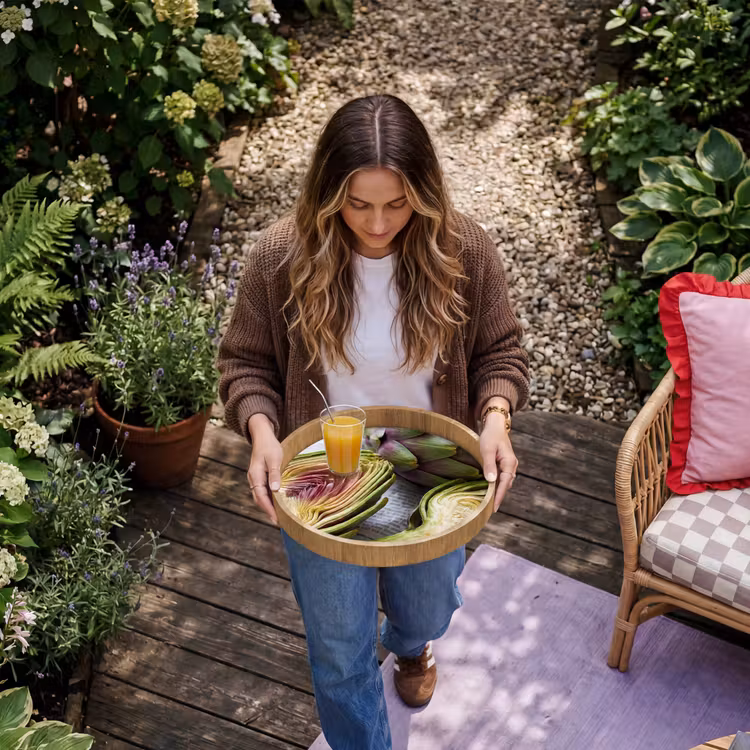 Tray - Artichoke - Sliced - Food - Artisjok - Doorgesneden - Eten Dienblad Rond middel