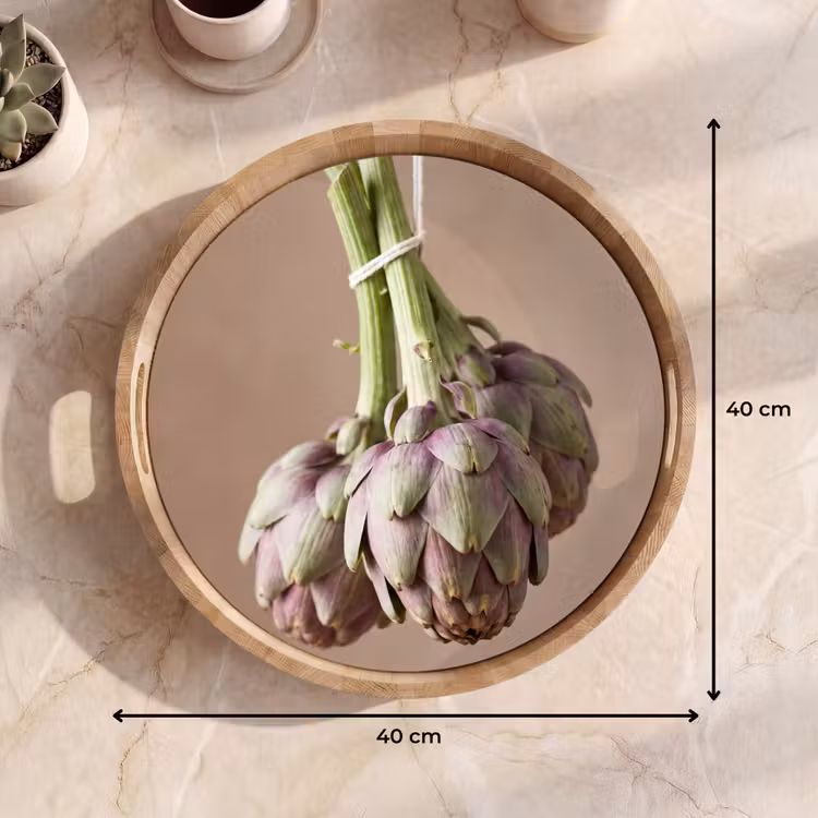 Tray - Artichokes - Hanging - Vegetables - Artisjokken - Hangend - Groenten Dienblad Rond middel