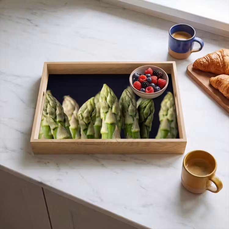 Asperges - Groen - Zwart Dienblad Rechthoek middel -sfeer2