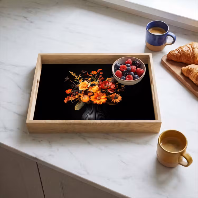 Herfst - Boeket - Oranje Dienblad Rechthoek middel -sfeer2