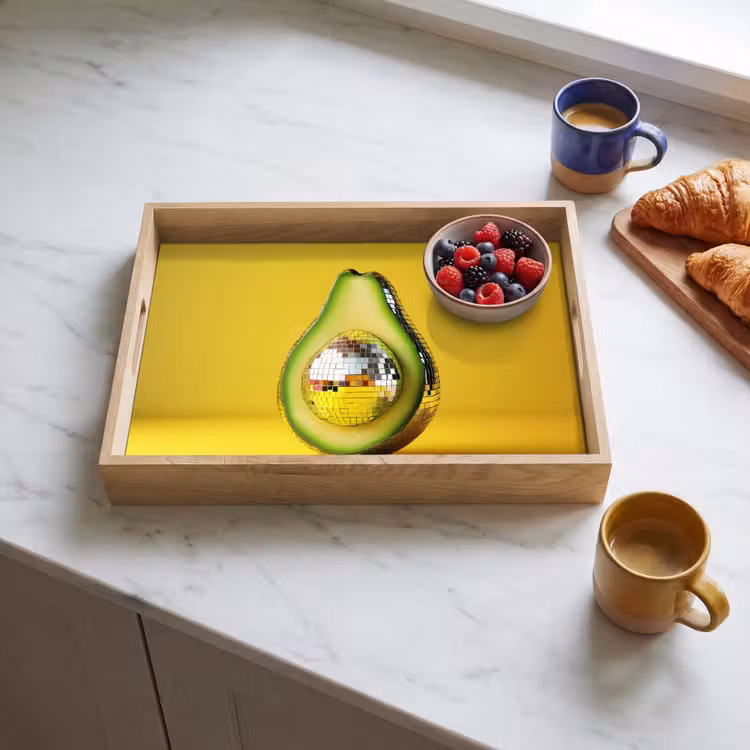 Avocado - Discobal - Geel - Glitter Dienblad Rechthoek middel -sfeer2