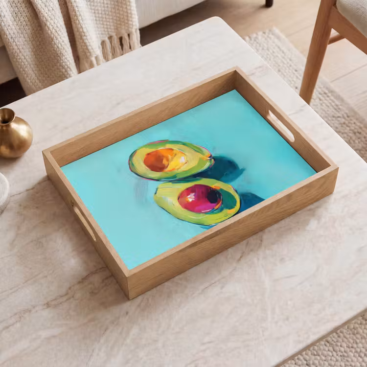 Avocado - Groen - Pit - Schaduw Dienblad Rechthoek middel -sfeer1