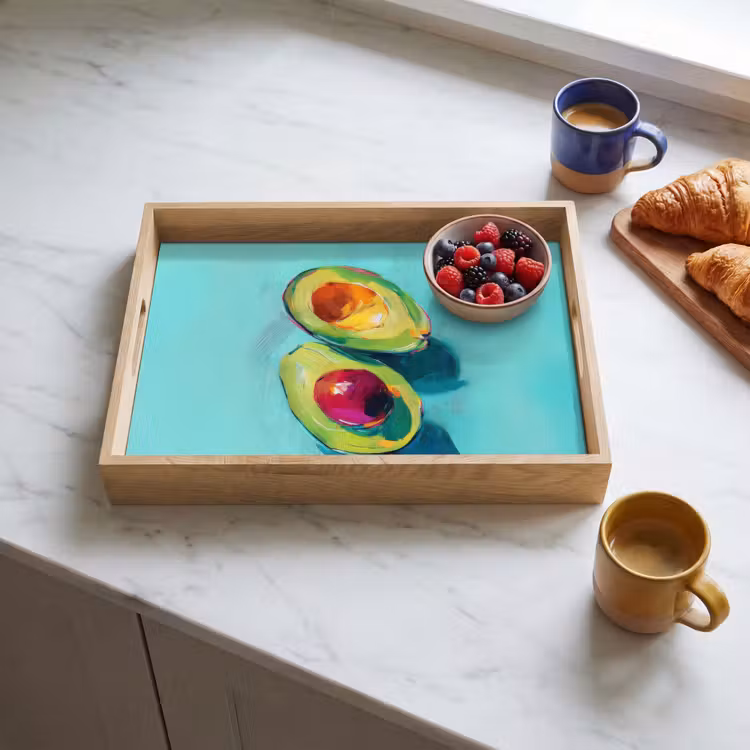 Avocado - Groen - Pit - Schaduw Dienblad Rechthoek middel -sfeer2