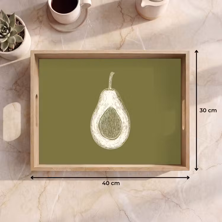 Avocado - Minimalistisch - Illustratie - Groen Dienblad Rechthoek middel -USP_Formaat