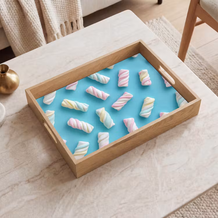 Spekjes - Pastel - Snoep - Blauw Dienblad Rechthoek middel -sfeer1