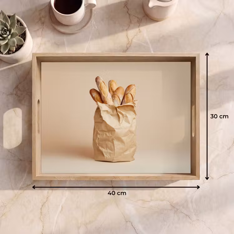 Baguette - Brood - Stokbrood - Beige Dienblad Rechthoek middel -USP_Formaat
