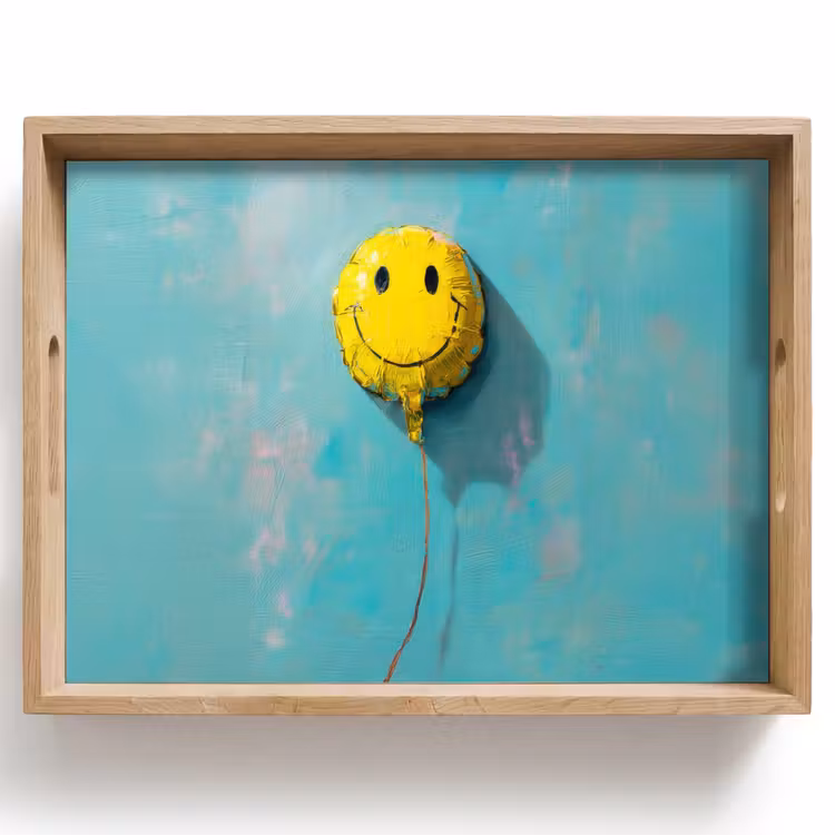Ballon - Geel - Smiley Dienblad Rechthoek middel -z3d_shopping