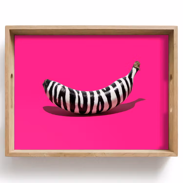 Banaan - Zebraprint - Roze Dienblad Rechthoek middel -z3d_shopping