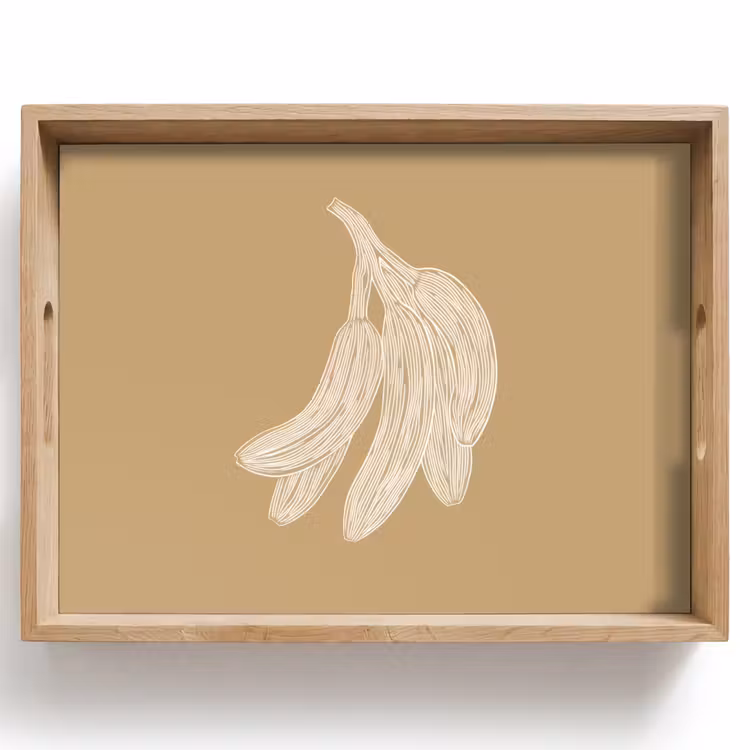 Bananen - Beige - Lijntekening - Minimalistisch Dienblad Rechthoek middel -z3d_shopping