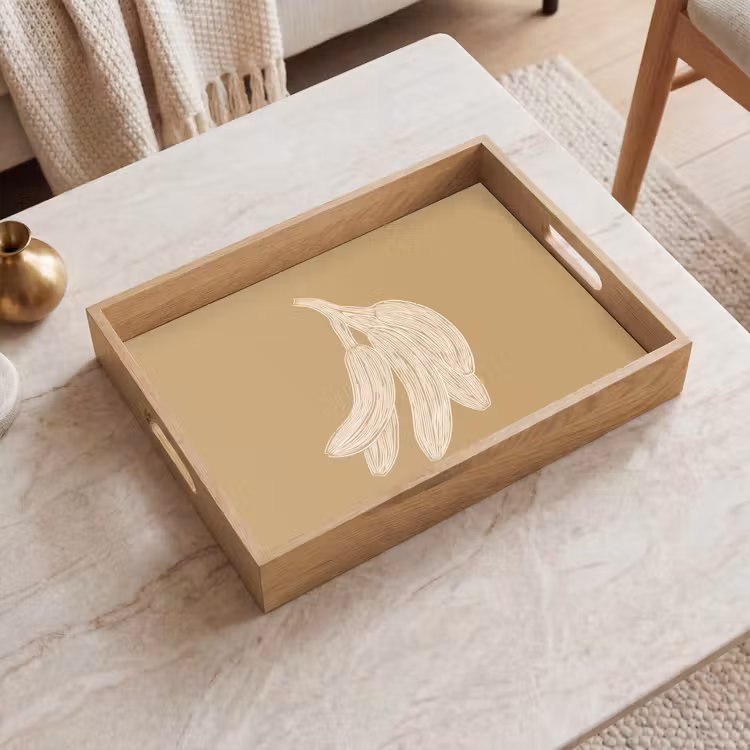 Bananen - Beige - Lijntekening - Minimalistisch Dienblad Rechthoek middel -sfeer1