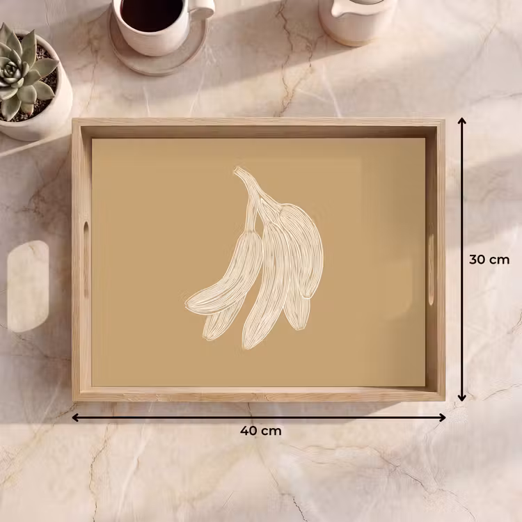 Bananen - Beige - Lijntekening - Minimalistisch Dienblad Rechthoek middel -USP_Formaat