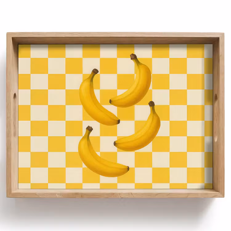 Bananen - Geel - Geblokt Dienblad Rechthoek middel -z3d_shopping
