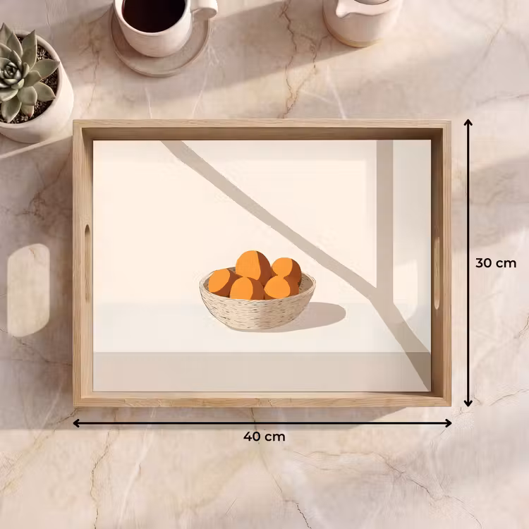 Mand - Fruit - Minimalistisch - Oranje Dienblad Rechthoek middel -USP_Formaat