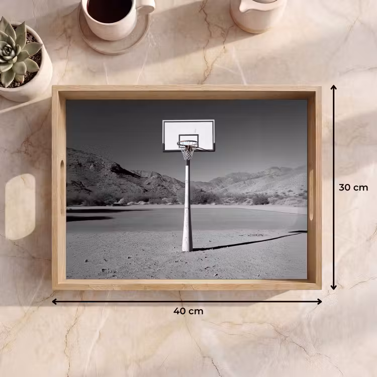 Basketbalpaal - Landschap - Zand - Wit Dienblad Rechthoek middel -USP_Formaat