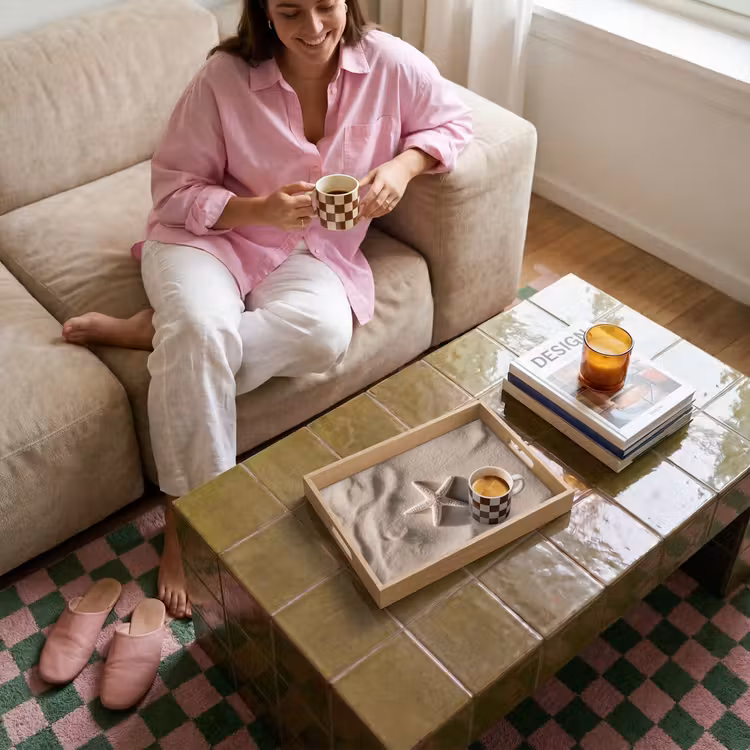 Strand - Zeester - Zand - Beige Dienblad Rechthoek middel -sfeer3