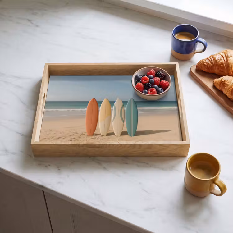 Strand - Surfbord - Pastel Dienblad Rechthoek middel -sfeer2