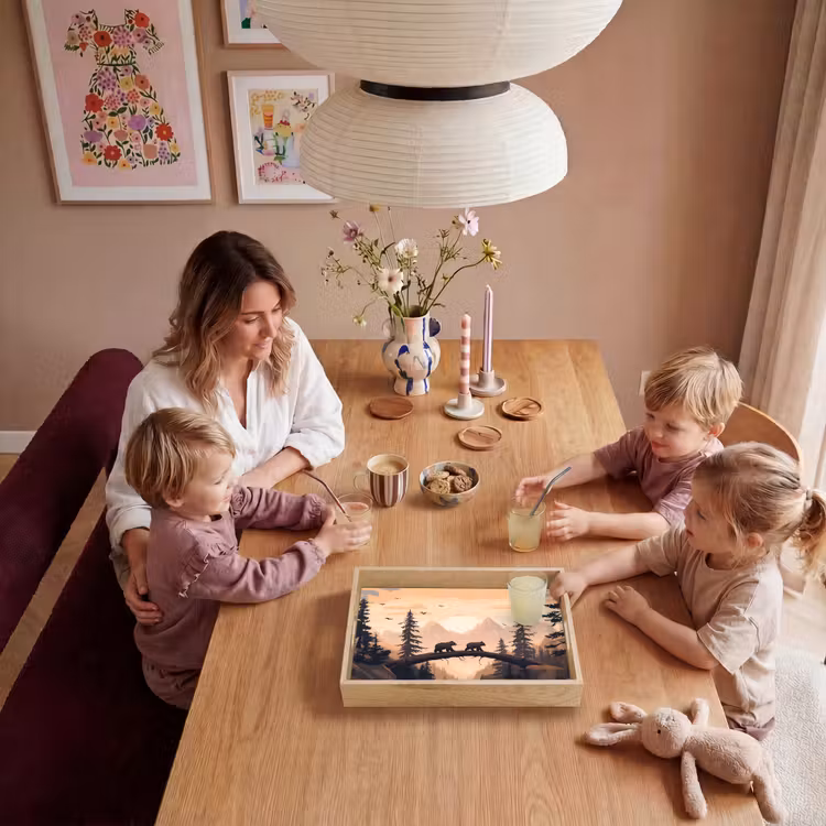 Beren - Bomen - Landschap - Zonsondergang Dienblad Rechthoek middel -sfeer4