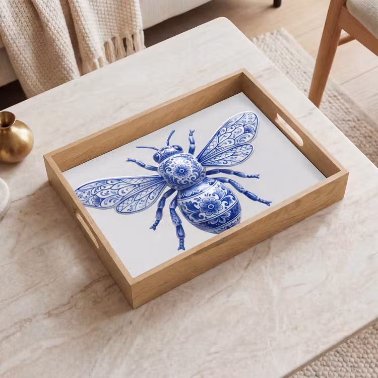 Bij - Modern - Delfts - Blauw Dienblad Rechthoek middel -sfeer1