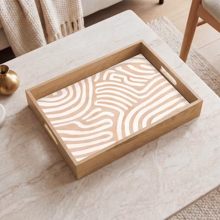 Beige - Aardspatroon Dienblad Rechthoek middel -sfeer1
