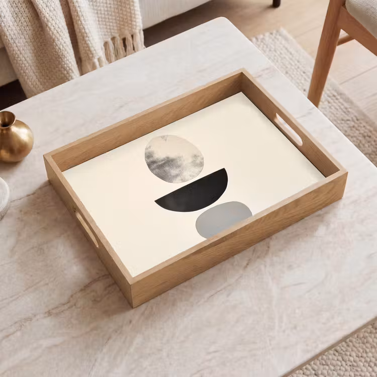 Beige - Japandi - Wabi sabi Dienblad Rechthoek middel -sfeer1