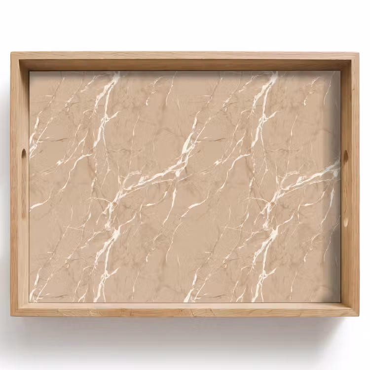 Beige - Marmer - Organisch - Wit Dienblad Rechthoek middel 911 -z3d_shopping