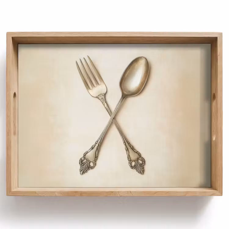 Beige - Vintage - Bestek Dienblad Rechthoek middel -z3d_shopping