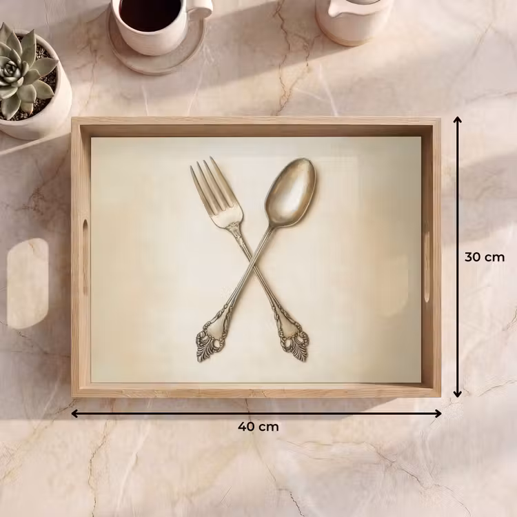 Beige - Vintage - Bestek Dienblad Rechthoek middel -USP_Formaat