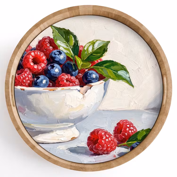 Tray - Berries - Bowl - Food - Bessen - Kom - Eten Dienblad Rond middel