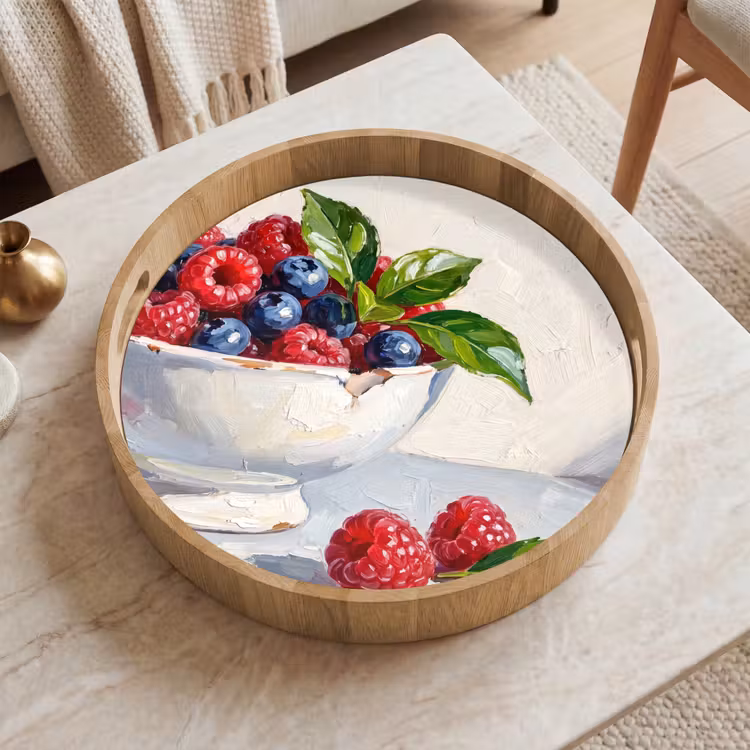 Tray - Berries - Bowl - Food - Bessen - Kom - Eten Dienblad Rond middel