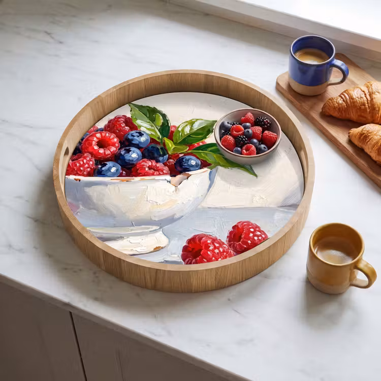 Tray - Berries - Bowl - Food - Bessen - Kom - Eten Dienblad Rond middel