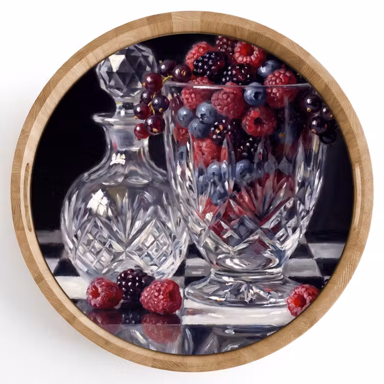 Tray - Berries - Crystal - Still Life - Bessen - Kristal - Stilleven Dienblad Rond middel