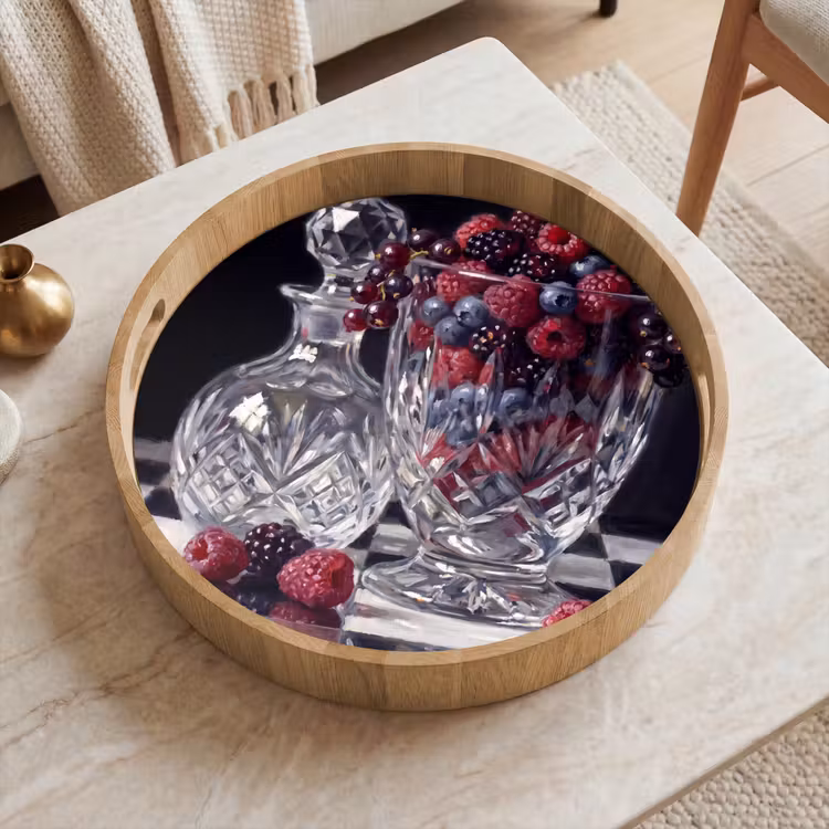 Tray - Berries - Crystal - Still Life - Bessen - Kristal - Stilleven Dienblad Rond middel
