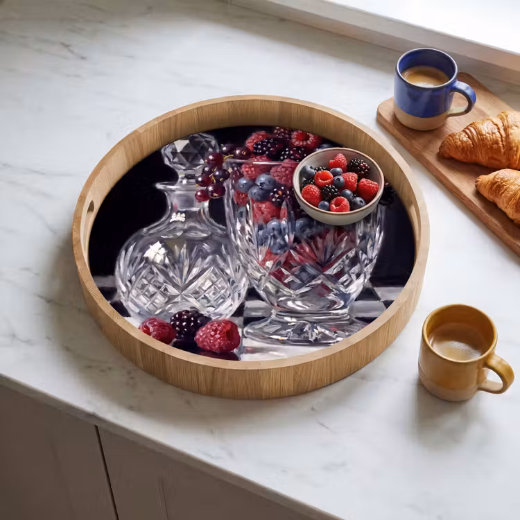 Tray - Berries - Crystal - Still Life - Bessen - Kristal - Stilleven Dienblad Rond middel