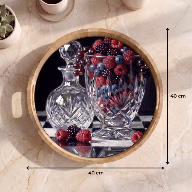 Tray - Berries - Crystal - Still Life - Bessen - Kristal - Stilleven Dienblad Rond middel