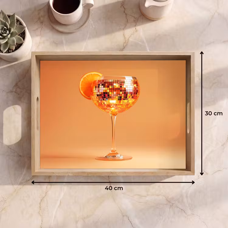 Drank - Oranje - Glitter - Disco Dienblad Rechthoek middel -USP_Formaat
